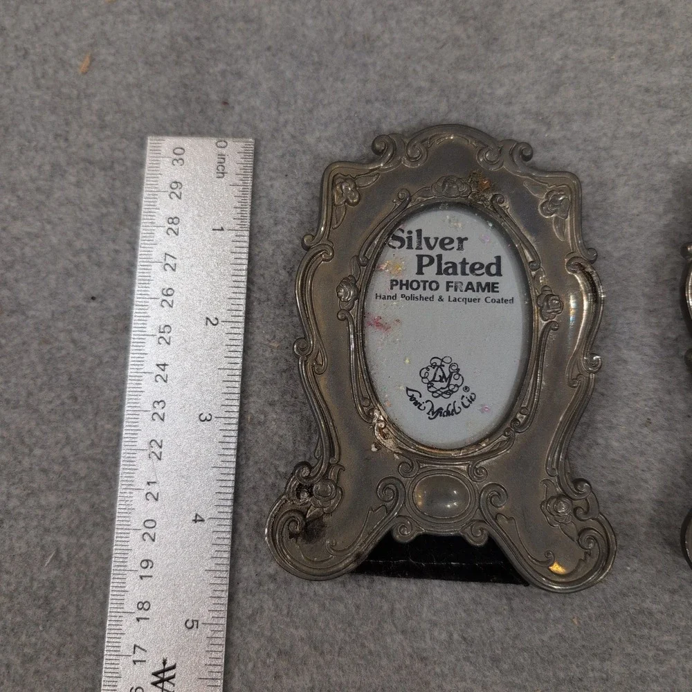 Loui‎ Michel & Cie Silver Plated Art Nouveau Mini Photo Frames Set of 2 Floral